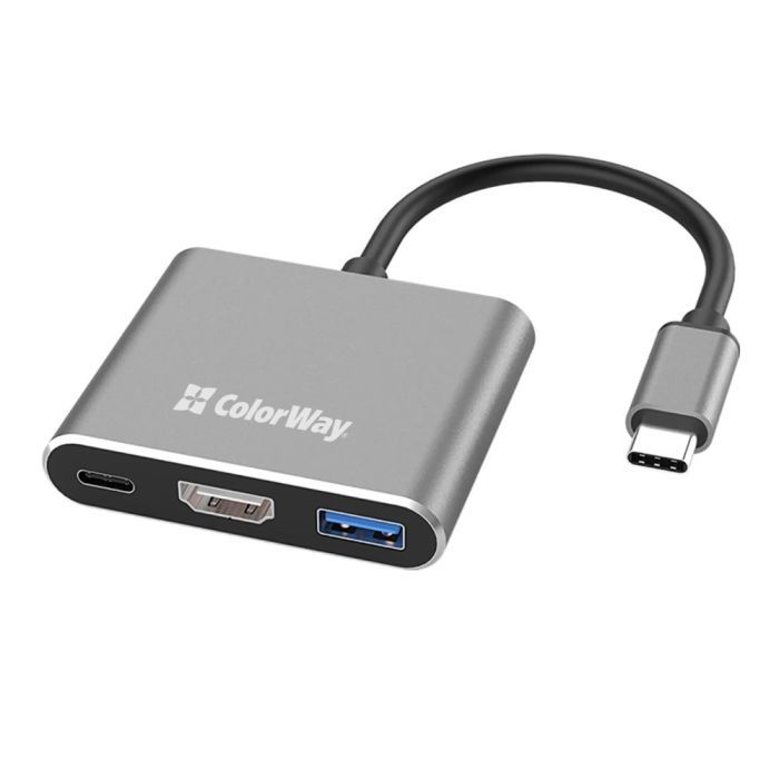 Концентратор ColorWay USB-C 3-in-1 USB 3.0 + HDMI 4K + USB-C PD100W (CW-HUB08) зображення 4