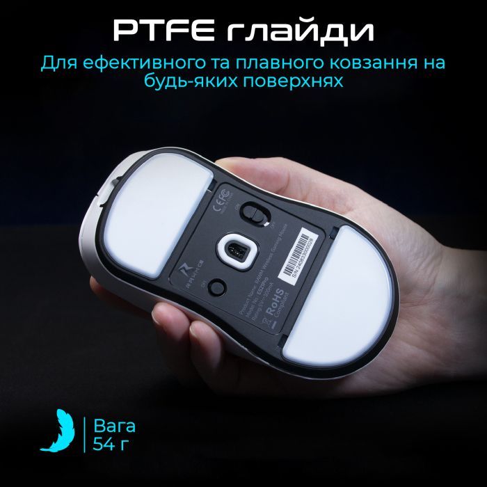 Мишка RAWM ES21 Wireless/Bluetooth White (ES21.white) зображення 6