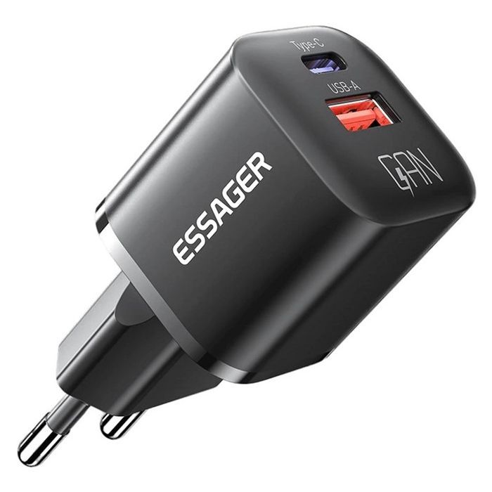 Зарядное устройство Essager 1xUSB + 1xUSB-C PD20W GaN (ECTAC-HMB01-P)