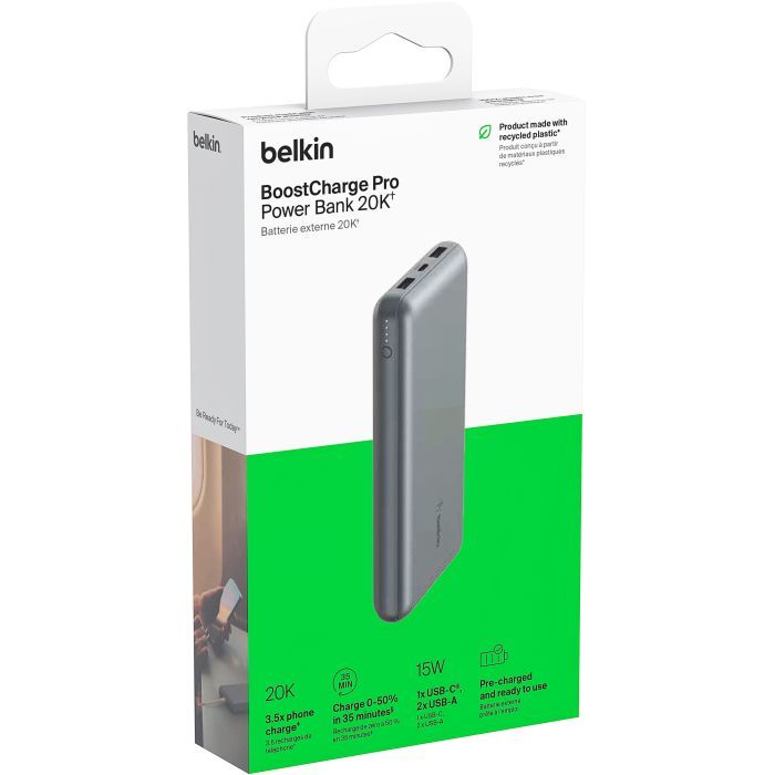 Батарея универсальная Belkin 10000mAh 15W 2xUSB-A, USB-C Gray (BPB011BTGY) изображение 11