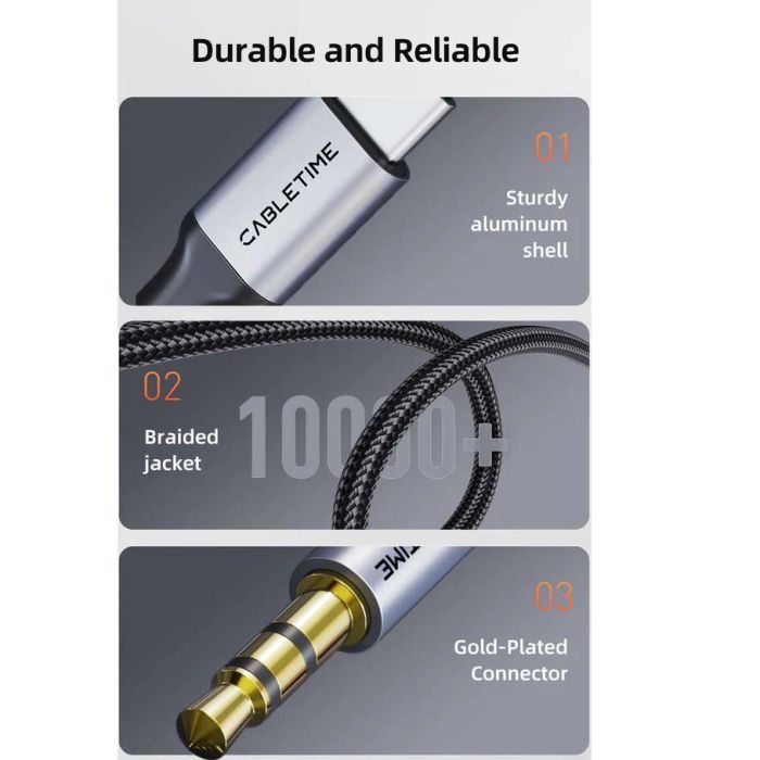 Кабель мультимедійний USB-C to 3.5mm M 1.0m Cabletime (CA915767) зображення 2
