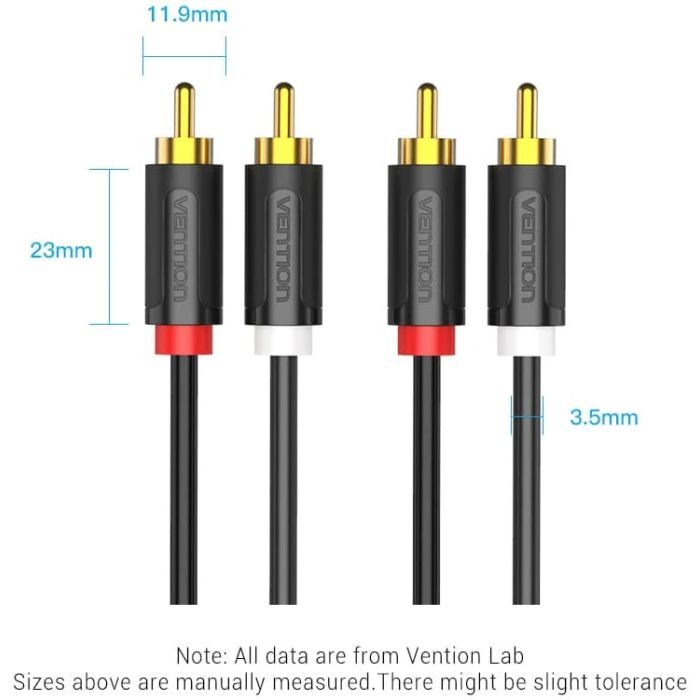 Кабель мультимедійний 2xRCA M to 2xRCA M 1.5m black Vention (BCMBG) зображення 2