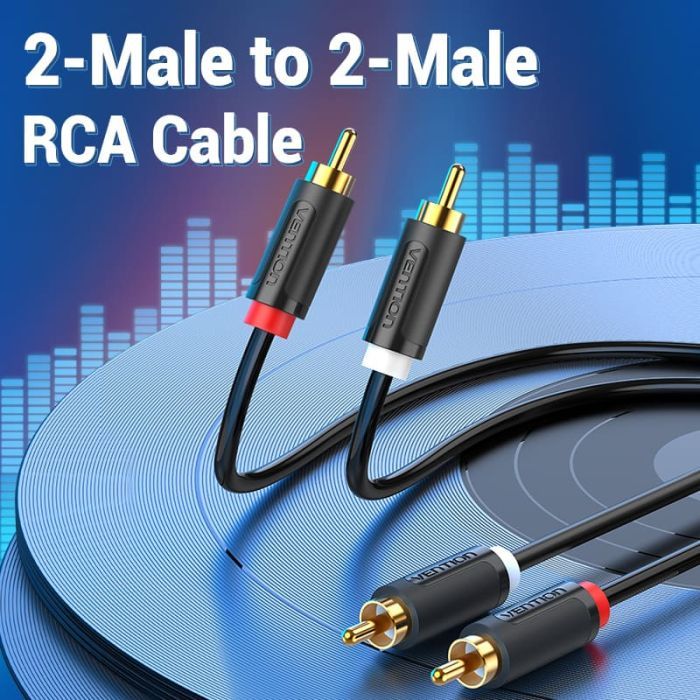 Кабель мультимедійний 2xRCA M to 2xRCA M 1.5m black Vention (BCMBG) зображення 4