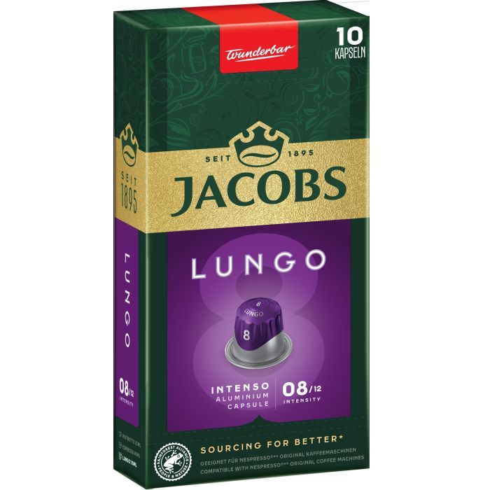 Кофе Jacobs Lungo 8 Intenso в капсулах совместимы с Nespresso 10 шт. (8711000371244)