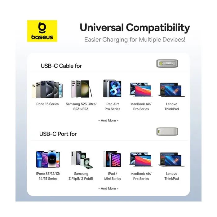Батарея універсальна Baseus Free2Pull 20000mAh 65W, PD/3.0, QC/3.0, Lunar gray (P10073700843-00) зображення 11