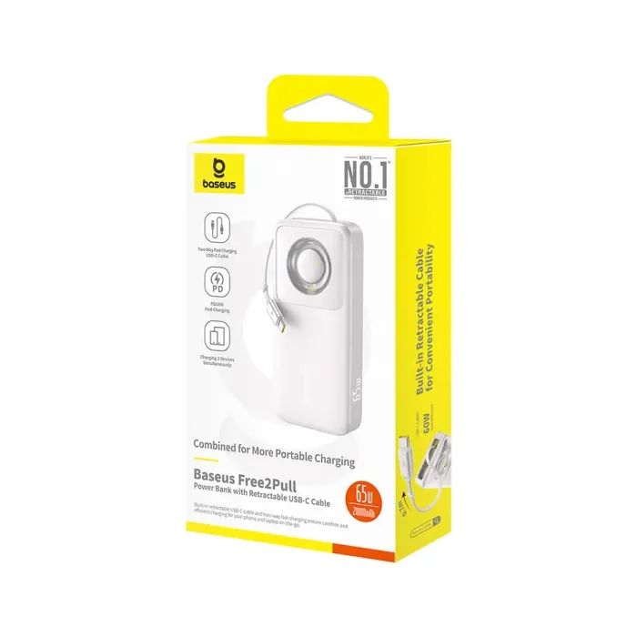 Батарея універсальна Baseus Free2Pull 20000mAh 65W, PD/3.0, QC/3.0, Lunar gray (P10073700843-00) зображення 6