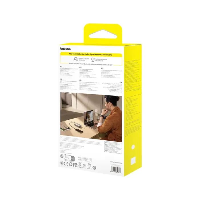 Батарея універсальна Baseus Free2Pull 20000mAh 65W, PD/3.0, QC/3.0, Lunar gray (P10073700843-00) зображення 7