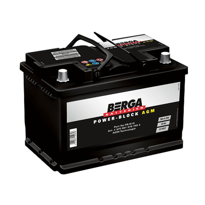 Аккумулятор автомобильный Berga Power Block AGM 70Ah Ев (-/+) (760EN) (5709010767502)