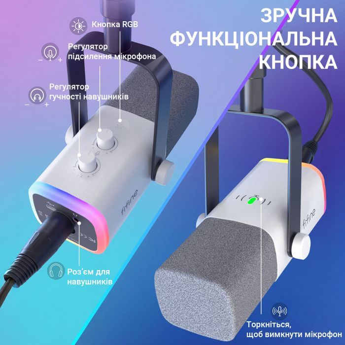 Микрофон Fifine AM8TW USB/XLR White (AM8TW) изображение 7