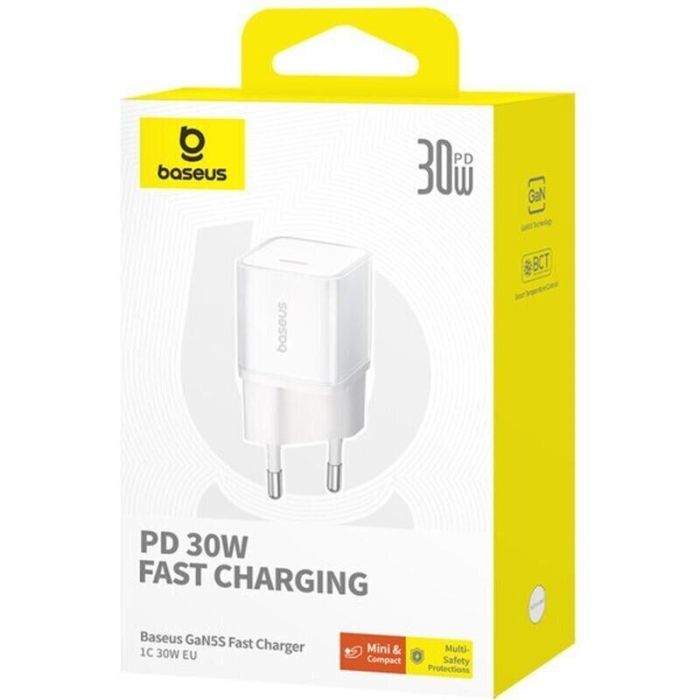Зарядное устройство Baseus 1xUSB-C 30W GaN5S white (P10162504213-00) изображение 6