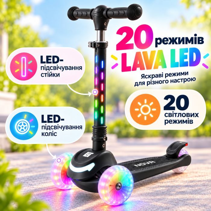 Самокат LiT Nova LAVA LED - Red (LT-7004-RED) зображення 5