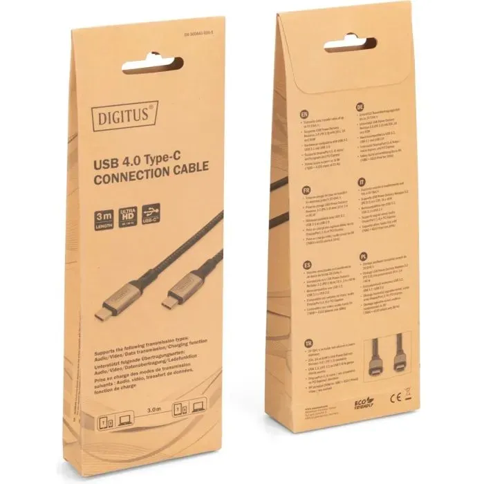 Дата кабель USB-C to USB-C 3.0m USB 4.0 black Digitus (DB-300443-030-S) изображение 3