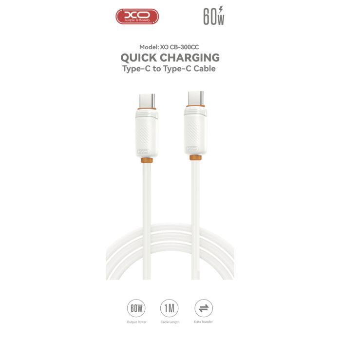 Дата кабель USB-C to USB-C 1.0m 27W black XO (XO-CB-300CC-BK) изображение 2