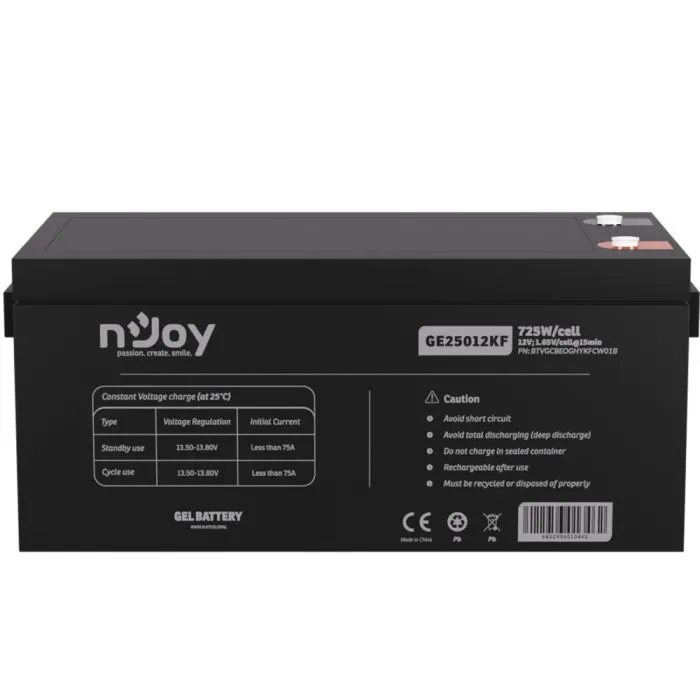 Батарея до ДБЖ nJoy 12V 250Ah (BTVGCBEOGHYKFCW01B) GEL (GE25012KF) зображення 2