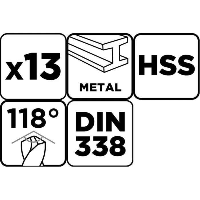 Набор сверл Graphite по металлу, HSS, 1.5–6.5мм, кейс, 13шт (54T930) изображение 3