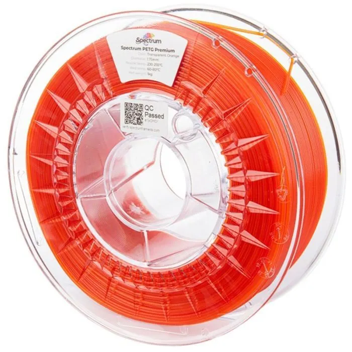 Пластик для 3D-принтера Spectrum PET-G Premium Transparent 1.75mm 1kg Orange (80051)