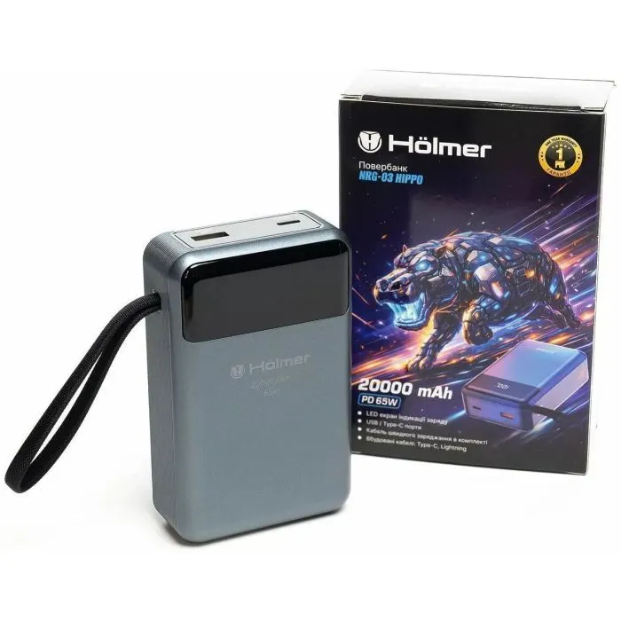 Батарея универсальная Hölmer NRG-03 Hippo 20000mAh 65W Black (NRG-03 Hippo) изображение 9
