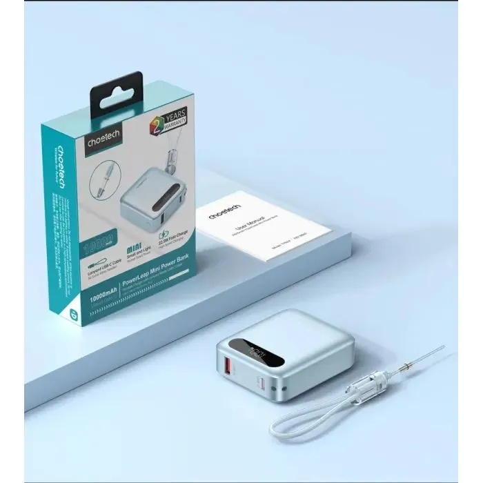 Батарея універсальна Choetech 10000mA, 22.5W, PD, QC, blue (B860-CCLBE) зображення 4