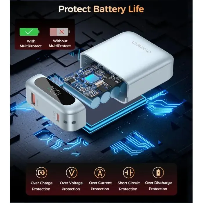 Батарея універсальна Choetech 10000mA, 22.5W, PD, QC, blue (B860-CCLBE) зображення 7