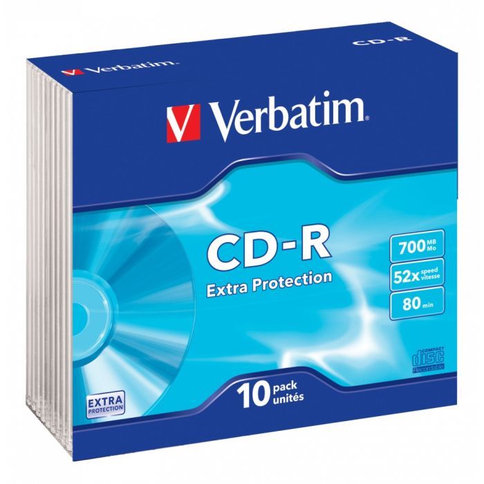 Диск CD Verbatim CD-R 700Mb 52x Slim case 10шт Extra (43415)