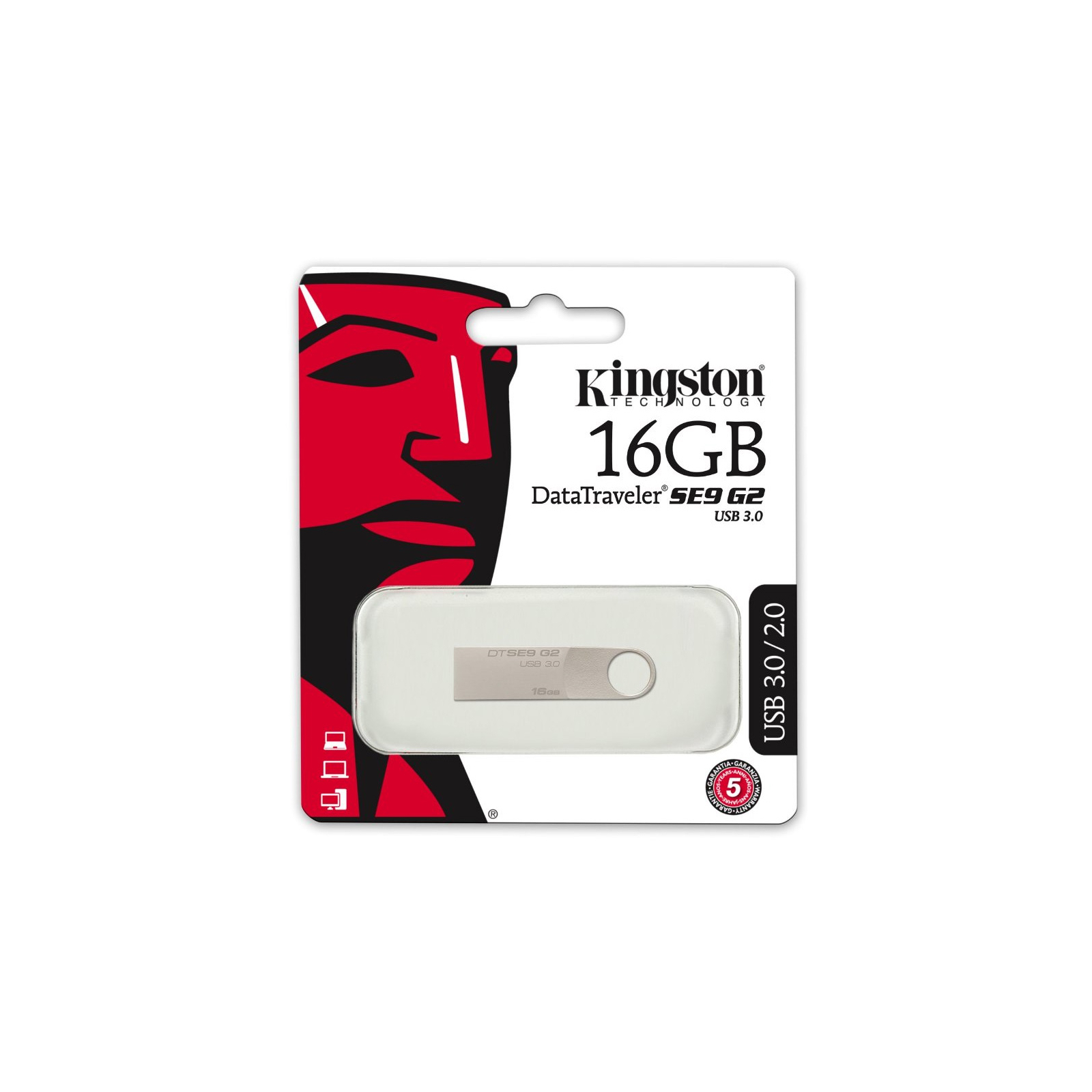 USB флеш накопитель Kingston 16GB DataTraveler SE9 G2 Metal Silver USB 3.0 (DTSE9G2/16GB) изображение 4