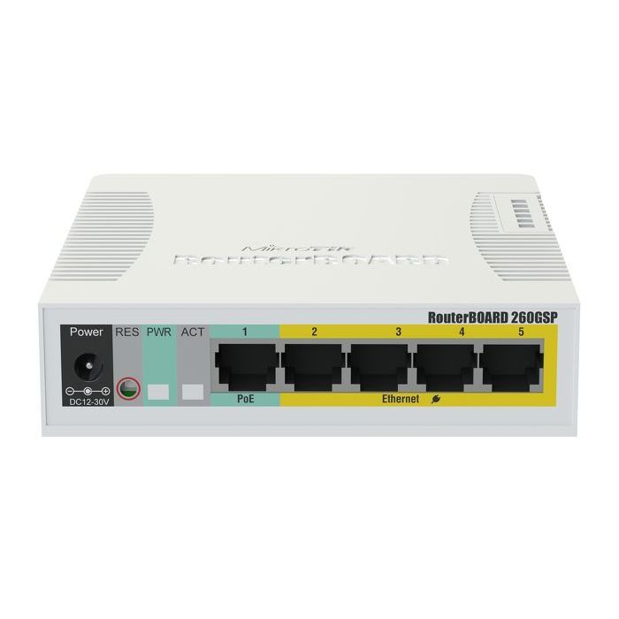 Коммутатор сетевой Mikrotik RB260GSP (CSS106-1G-4P-1S)