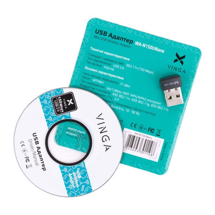 Сетевая карта Wi-Fi Vinga WA-N150U Nano (WA-N150UNano) изображение 3
