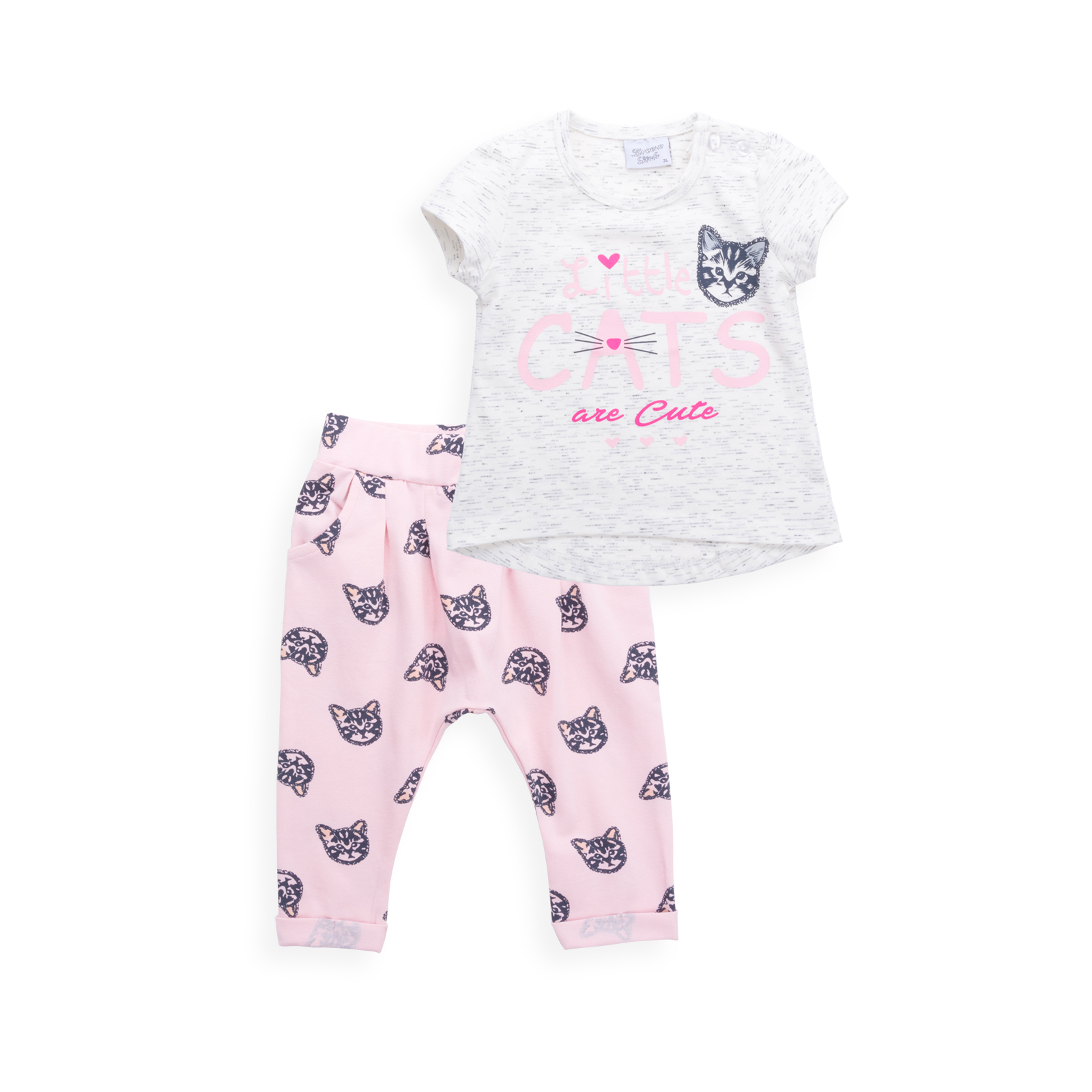 Набір дитячого одягу Breeze футболка з котиком та штанці з кишеньками (8983-74G-cream)