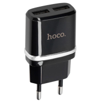 Зарядное устройство HOCO C12 2*USB, 2.4A, Black + USB Cable iPhone 6 (65597)