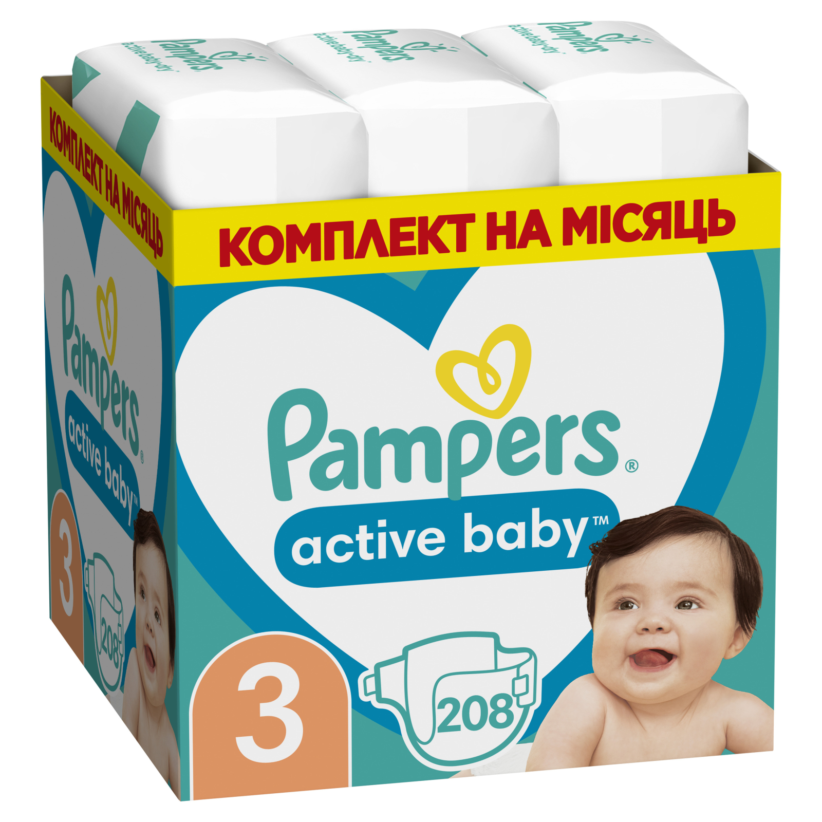 Подгузники Pampers Active Baby Midi Размер 3 (6-10 кг), 104 шт. (8001090950215)