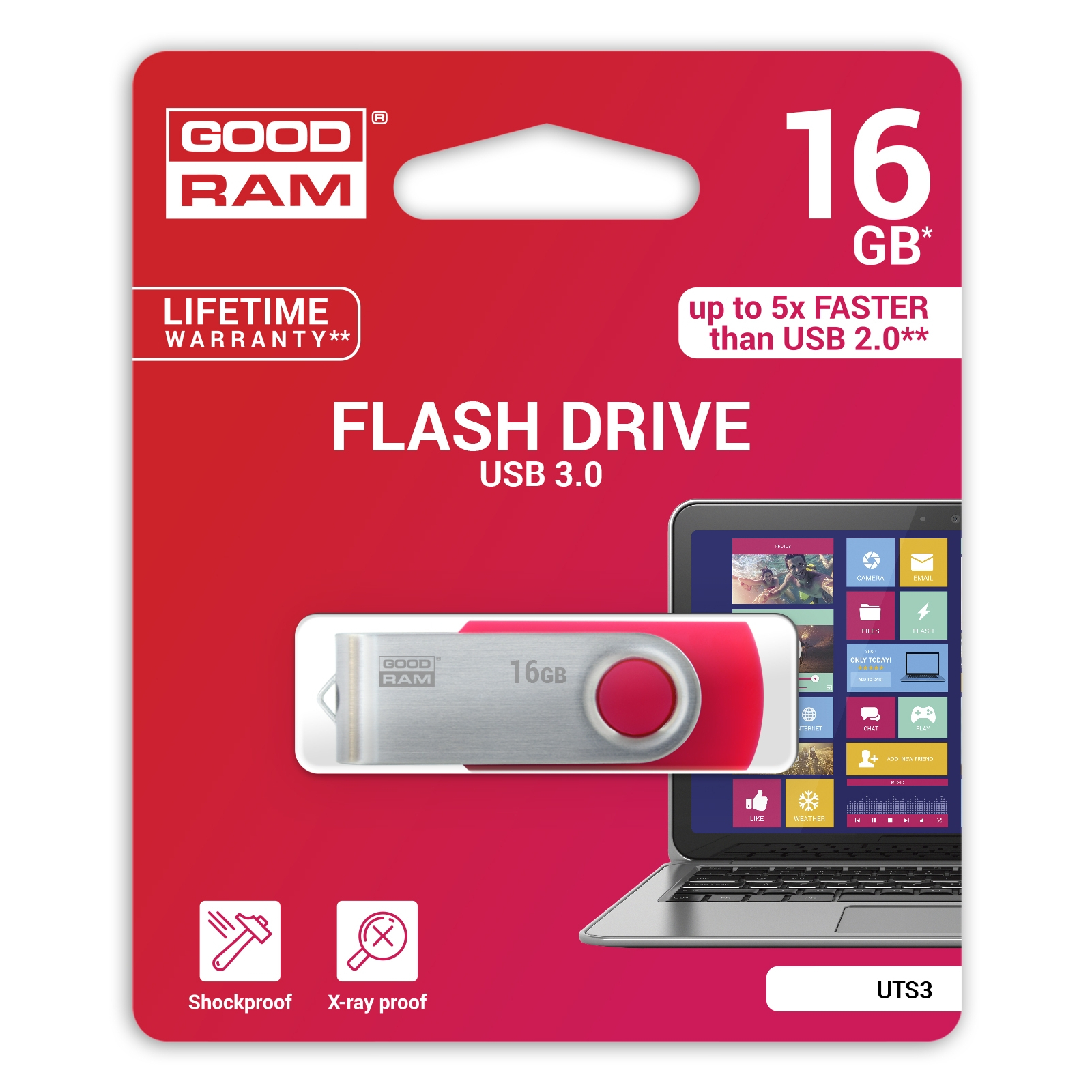 USB флеш накопичувач Goodram 16GB UTS3 Twister Red USB 2.0 (UTS2-0160R1BLB) зображення 3