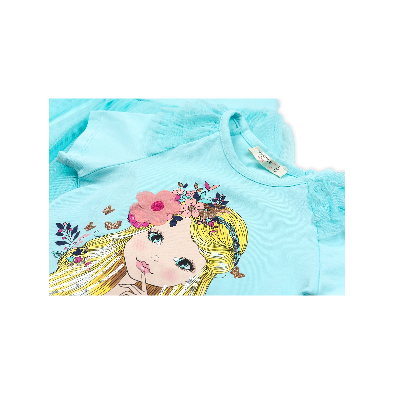 Набор детской одежды Breeze с девочкой и фатиновой юбкой (11826-104G-blue) изображение 4
