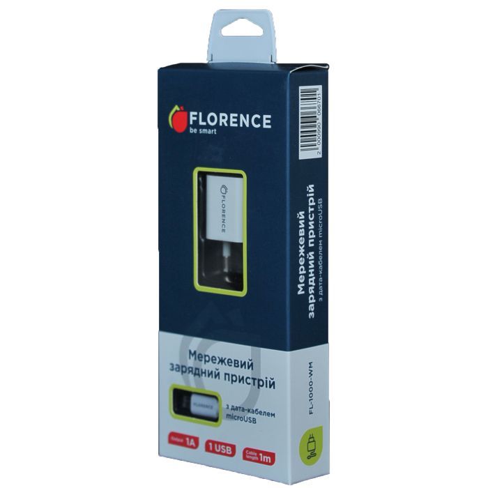 Зарядное устройство Florence 1USB 1A + microUSB cable black (FL-1000-KM) (FL-1000-KM) изображение 4