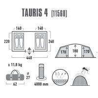 Палатка High Peak Tauris 4 Dark Grey/Green (925416) изображение 4