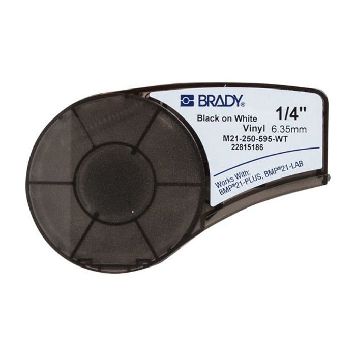 Стрічка для принтера етикеток Brady M21-250-595-WT, vinyl, 6.35mm/6.4m. Black on White (M21-250-595-WT)