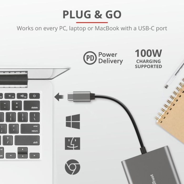 Концентратор Trust Dalyx 3-in-1 Multiport USB-C (23772) изображение 11
