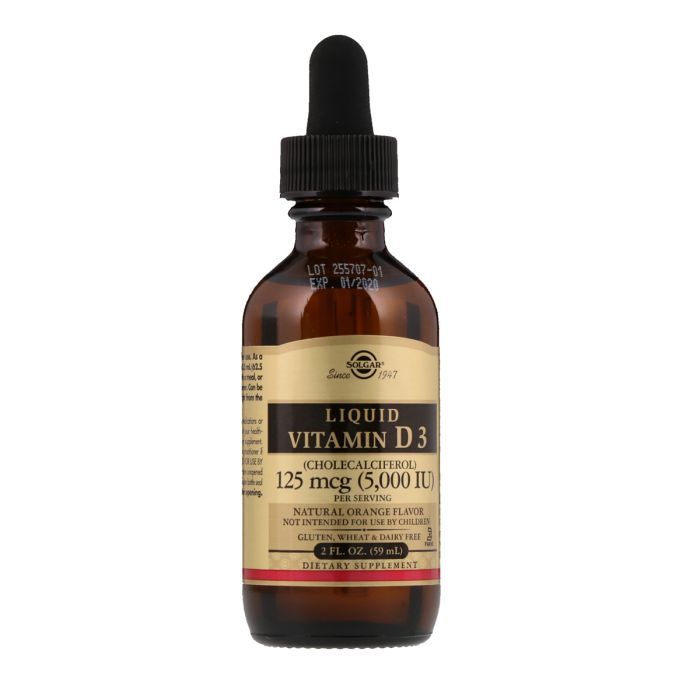 Витамин Solgar Витамин D3, Liquid Vitamin D3, 5000 Ме, 59 мл. (апельсиновы (SOL-32048)
