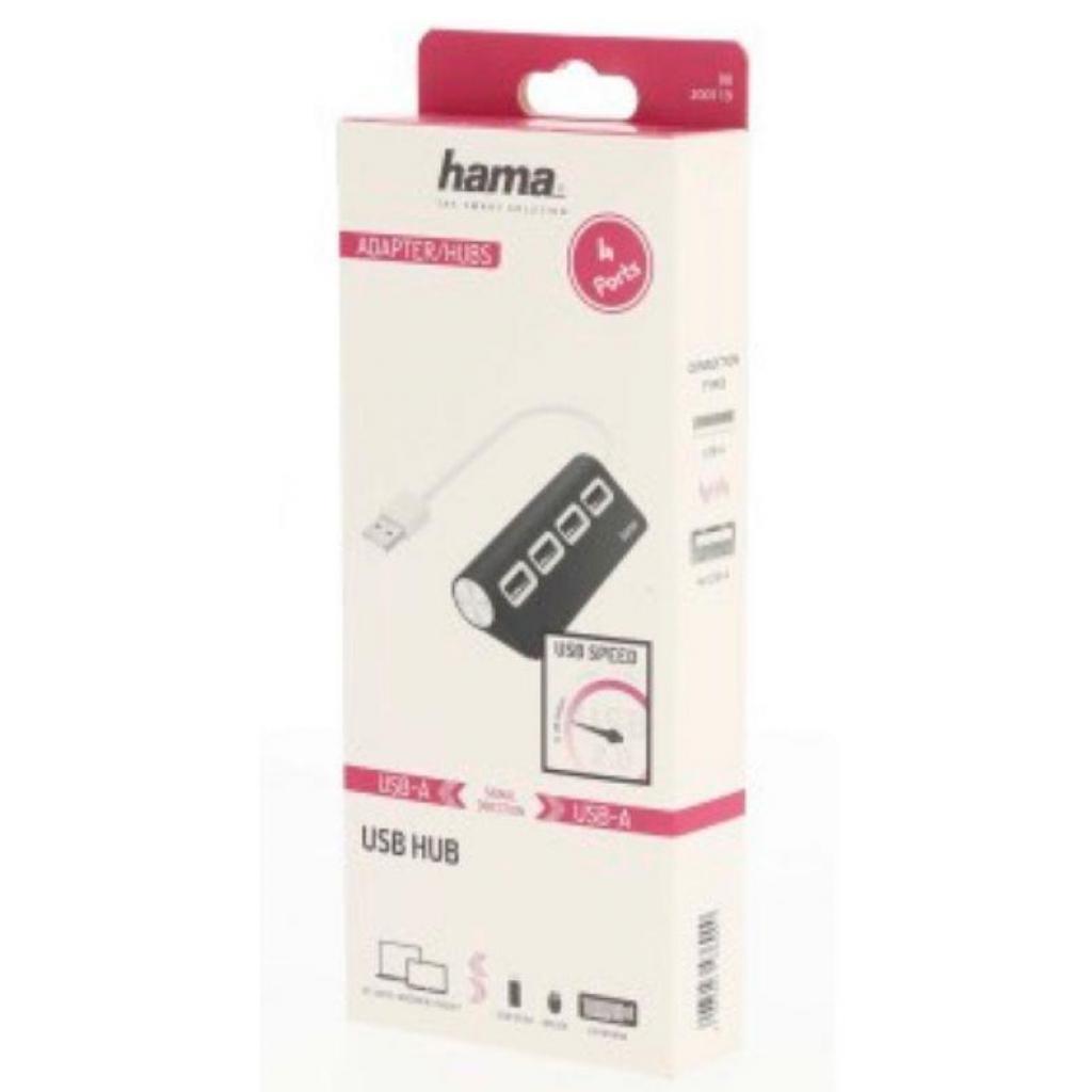 Концентратор Hama 4 Ports USB 2.0 Black/White (00200119) зображення 3