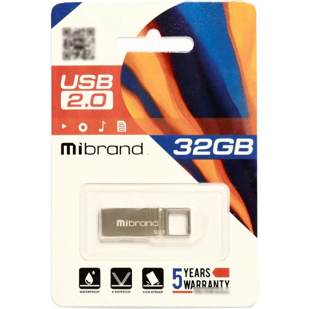 USB флеш накопитель Mibrand 4GB Shark Silver USB 2.0 (MI2.0/SH4U4S) изображение 2