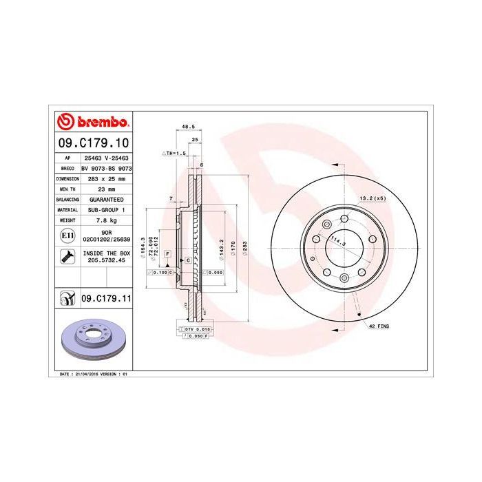 Гальмівний диск Brembo 09.C179.11