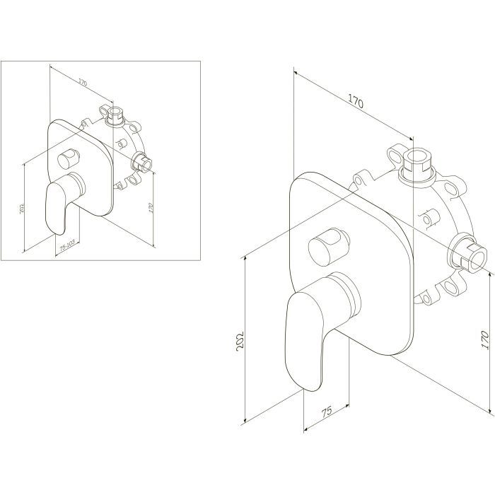 Змішувач AM.PM Sensation, д/ванни/душу вмонтований (F3085000) зображення 2