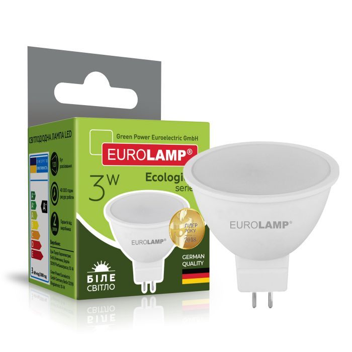 Лампочка Eurolamp LED SMD MR16 3W GU5.3 4000K 220V (LED-SMD-03534(P)) зображення 2