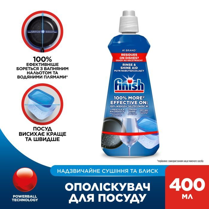 Ополіскувач для посудомийних машин Finish Rinse Лимон 400 мл (5908252000357/5900627065718) зображення 2
