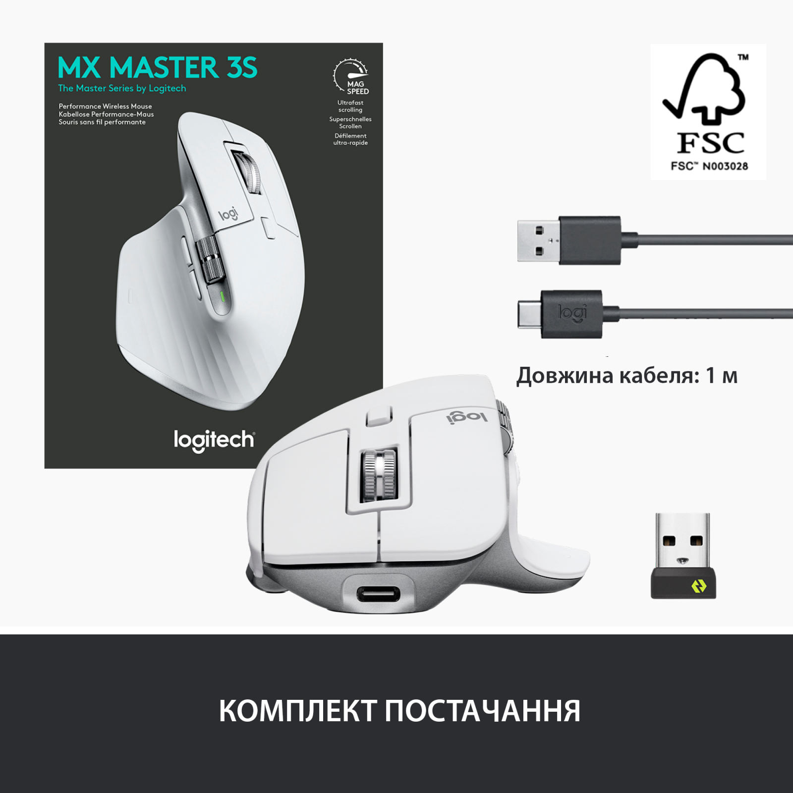 Мышка Logitech MX Master 3S Performance Wireless Mouse Bluetooth Graphite (910-006559) изображение 10