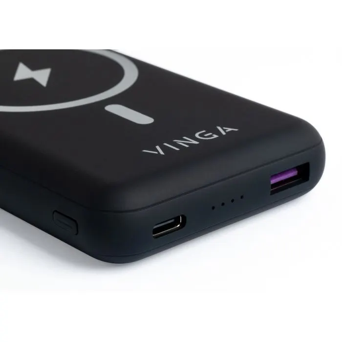 Батарея универсальная Vinga 10000 mAh Wireless Magnetic QC+PD (VPBAMS10BK) изображение 4