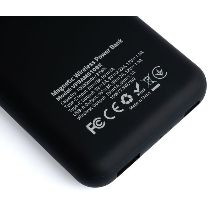 Батарея універсальна Vinga 10000 mAh Wireless Magnetic QC+PD (VPBAMS10BK) зображення 5