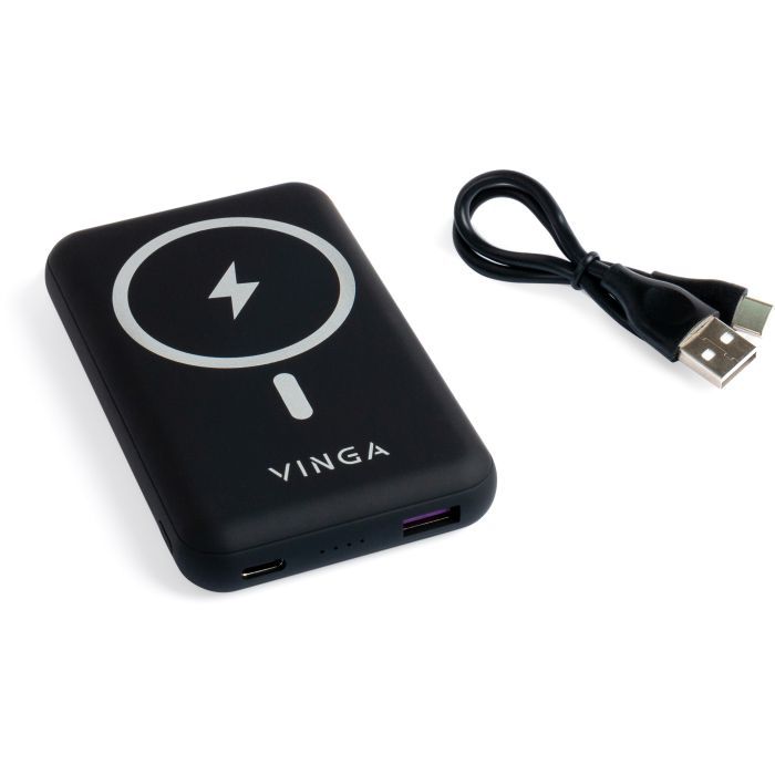 Батарея універсальна Vinga 10000 mAh Wireless Magnetic QC+PD (VPBAMS10BK) зображення 6