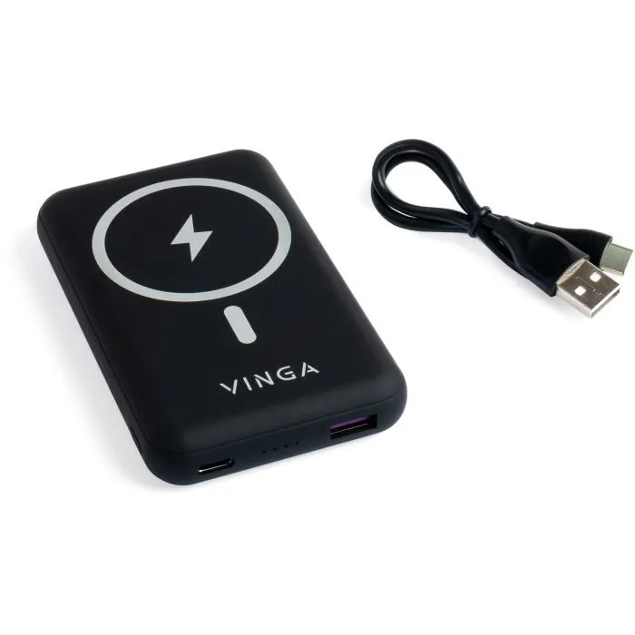Батарея универсальная Vinga 10000 mAh Wireless Magnetic QC+PD (VPBAMS10BK) изображение 6