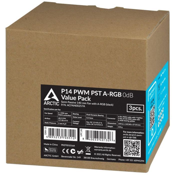 Кулер для корпуса Arctic P14 PWM PST A-RGB (3-fan pack ) (ACFAN00257A) изображение 5