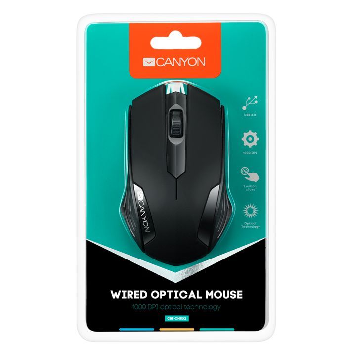 Мышка Canyon CM-02 USB Black (CNE-CMS02B) изображение 4